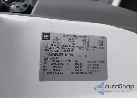 2011 Chevrolet Express 2500 Work Van from USA, damaged, VIN 1GCWGFCAXB1147260